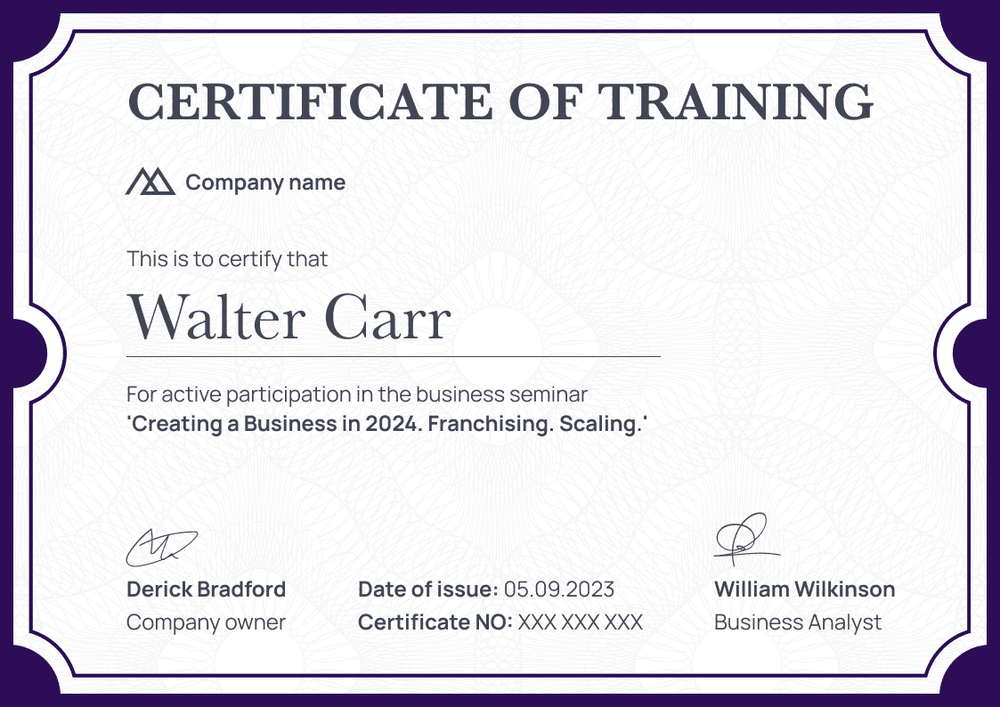Professional and clean training certificate template landscape Professional and clean training certificate template landscape