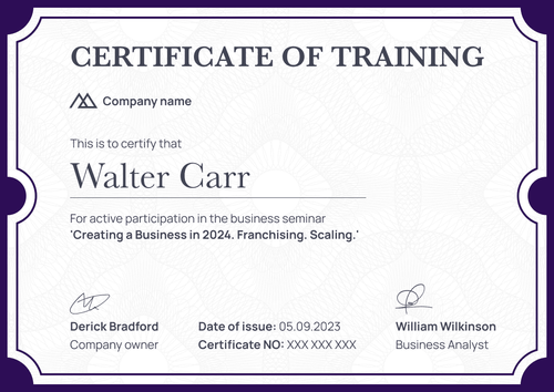 Professional and clean training certificate template landscape