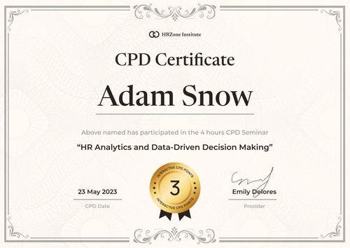 Professional and polished CPD certificate template landscape