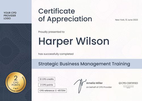 Elegant and professional CPD certificate template landscape Elegant and professional CPD certificate template landscape