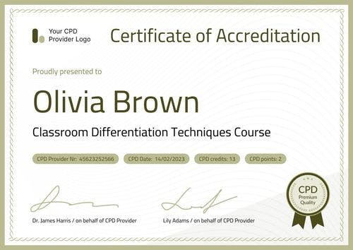 Professional and stylish CPD certificate template landscape