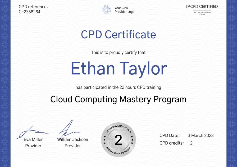 Contemporary and professional CPD certificate template landscape Contemporary and professional CPD certificate template landscape