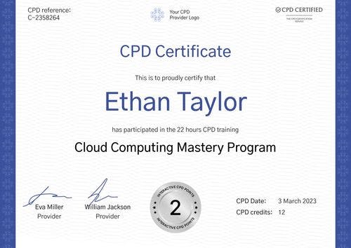 Contemporary and professional CPD certificate template landscape