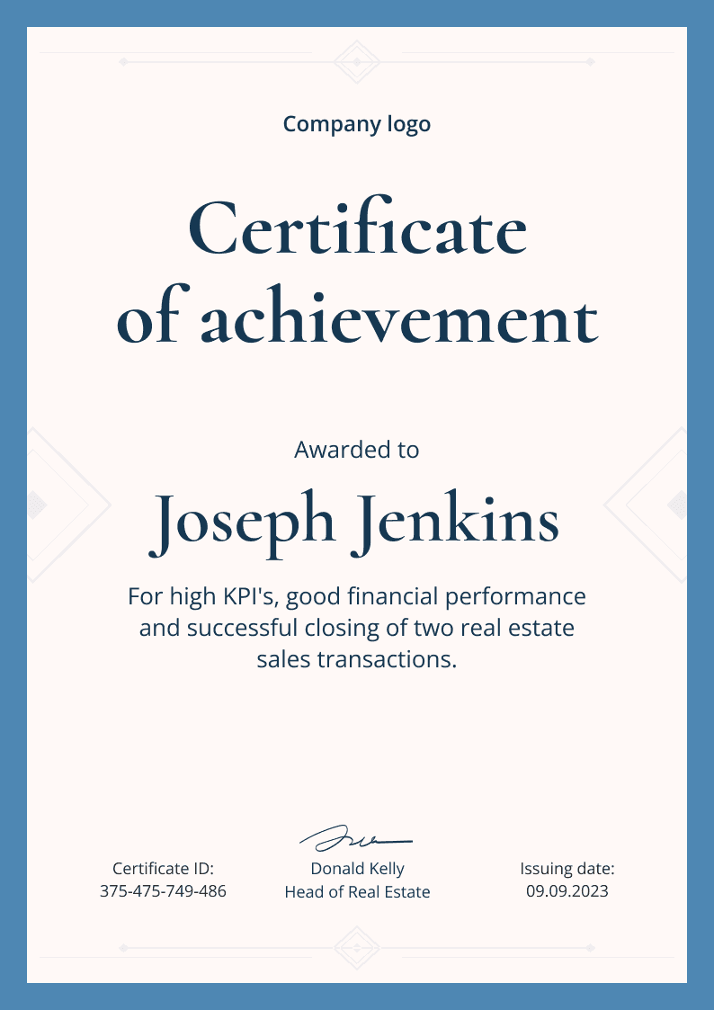 Simple and minimalistic certificate of achievement Simple and minimalistic certificate of achievement