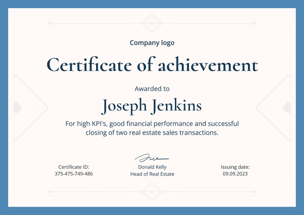 Simple and minimalistic certificate of achievement landscape Simple and minimalistic certificate of achievement landscape