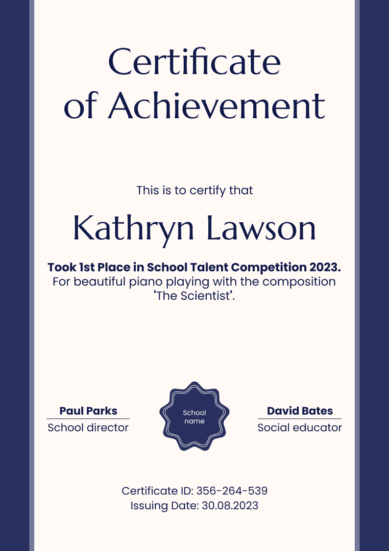 Simple and plain achievement certificate Simple and plain achievement certificate