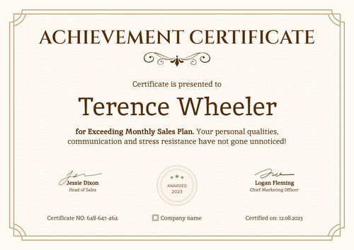 Decorated and formal certificate of achievement landscape Decorated and formal certificate of achievement landscape