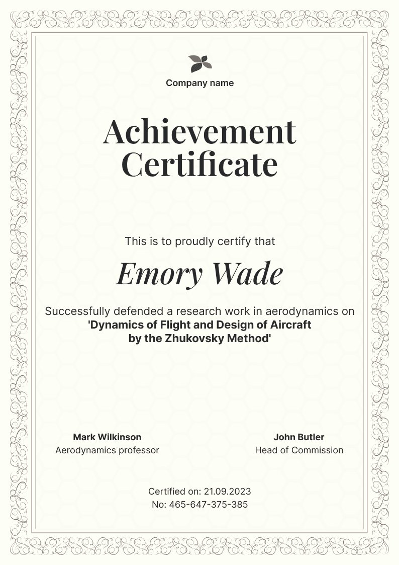 Traditional and formal achievement certificate Traditional and formal achievement certificate