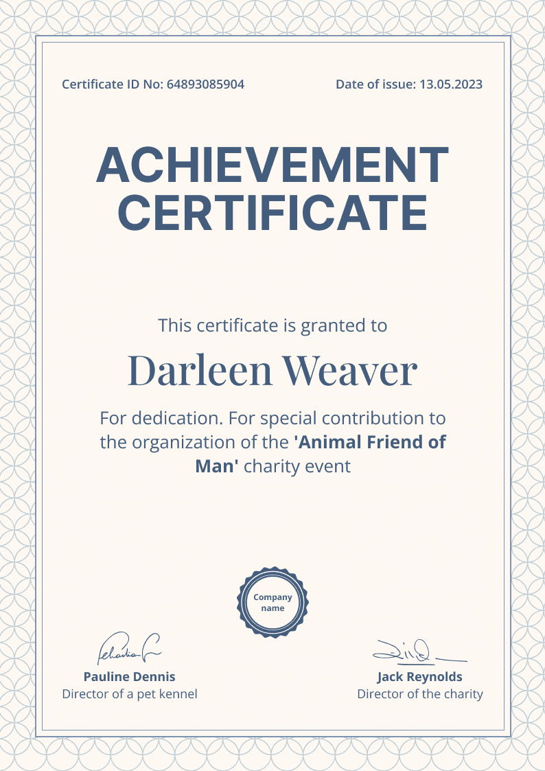 Formal and classy certificate of achievement Formal and classy certificate of achievement