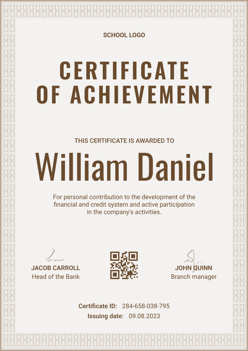 Formal and standard certificate of achievement Formal and standard certificate of achievement