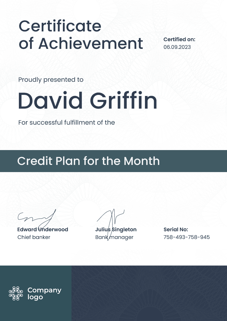 Structured and professional achievement certificate Structured and professional achievement certificate