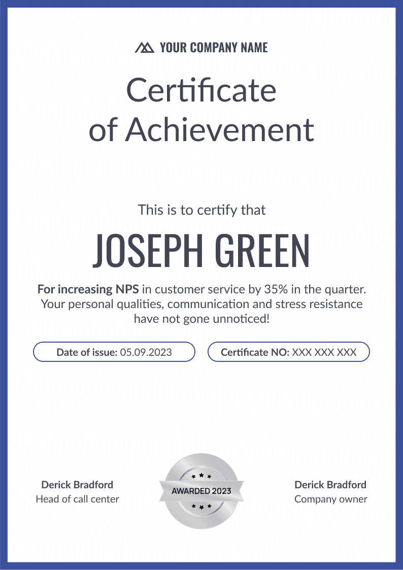 Pure and professional achievement certificate Pure and professional achievement certificate