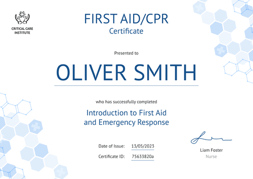 Light and Professional First-Aid and CPR Certificate Template landscape