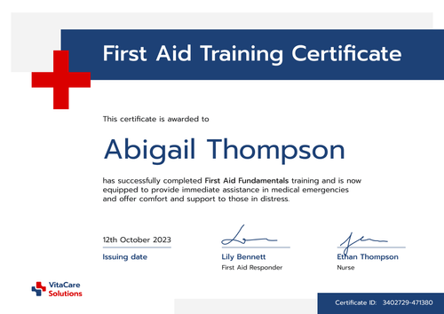 Classic and Professional First-Aid and CPR Certificate Template landscape