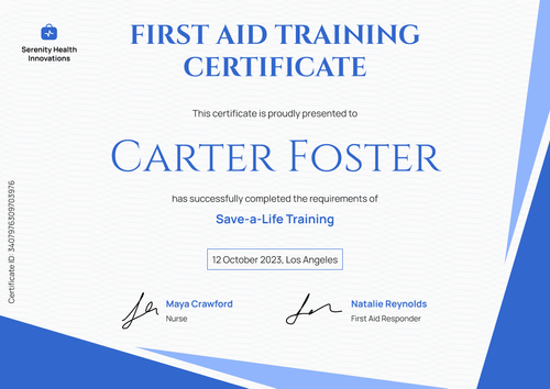 Elegant and Professional First-Aid and CPR Certificate Template landscape