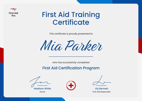 Polished and Professional First-Aid and CPR Certificate Template landscape