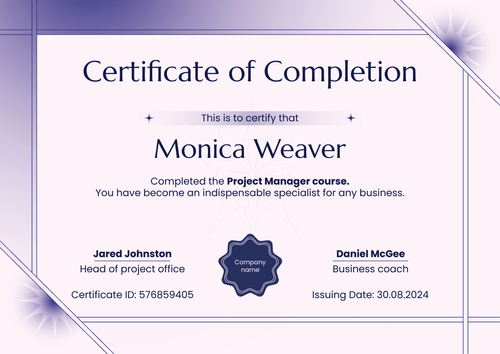 Vibrant and simple completion certificate template landscape