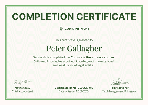 Simple and editable completion certificate template landscape Simple and editable completion certificate template landscape