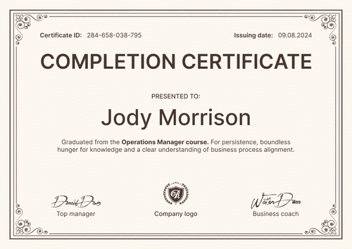 Refined and formal completion certificate template free landscape Refined and formal completion certificate template free landscape
