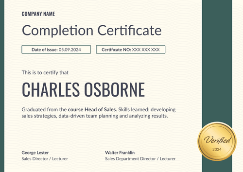 Inspiring and professional certificate completion template landscape Inspiring and professional certificate completion template landscape