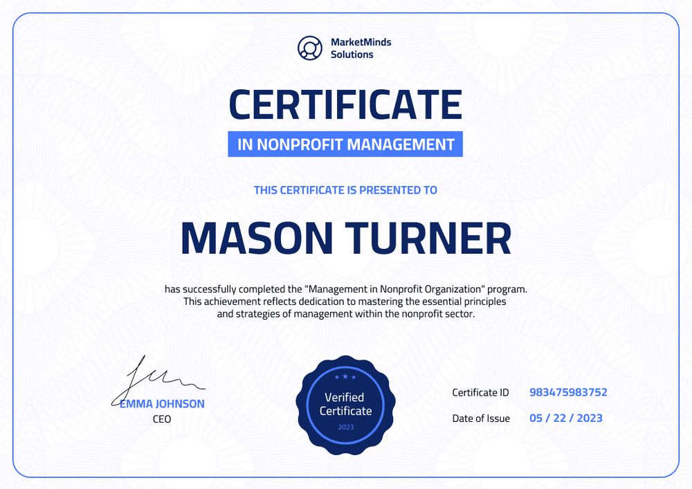 Modern and professional nonprofit management certificate template landscape Modern and professional nonprofit management certificate template landscape