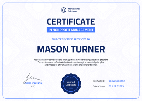 Modern and professional nonprofit management certificate template landscape Modern and professional nonprofit management certificate template landscape