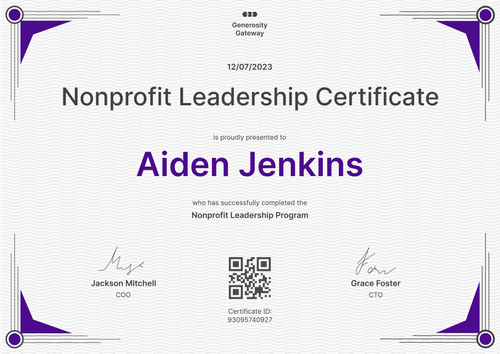 Elegant wavy nonprofit leadership certificate template landscape