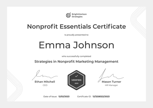 Minimalist and professional non-profit certificate template landscape