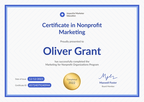 Diagonal and professional nonprofit marketing certificate template landscape