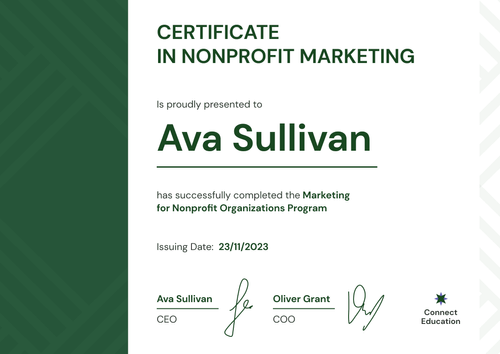 Striped and professional green non-profit certificate template landscape