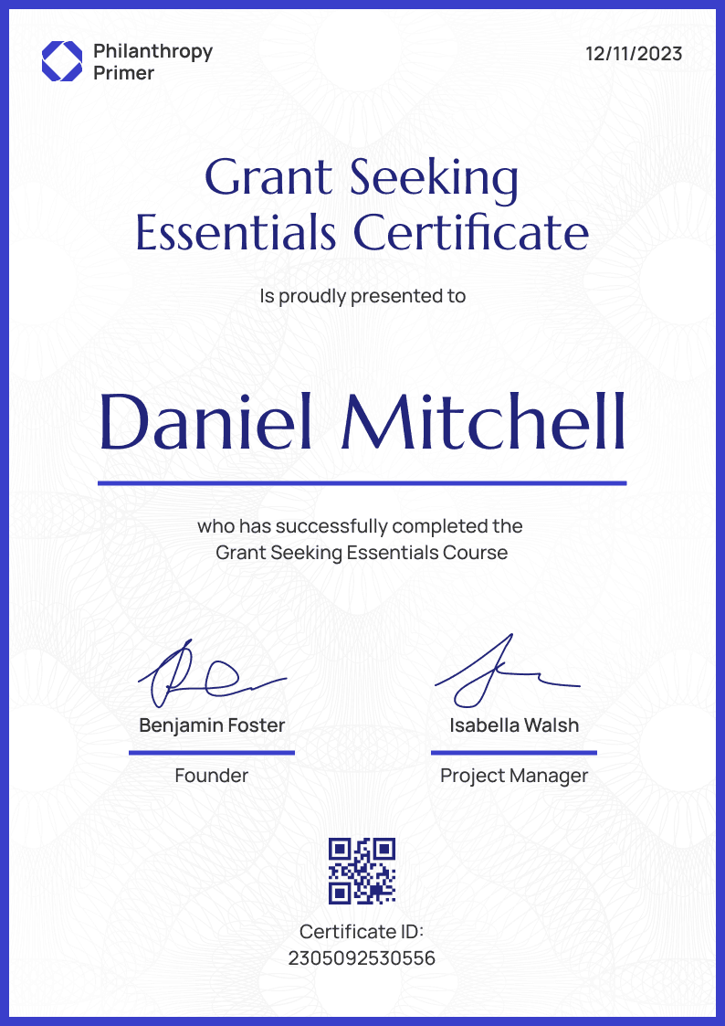 Decorated and professional blue non-profit certificate template