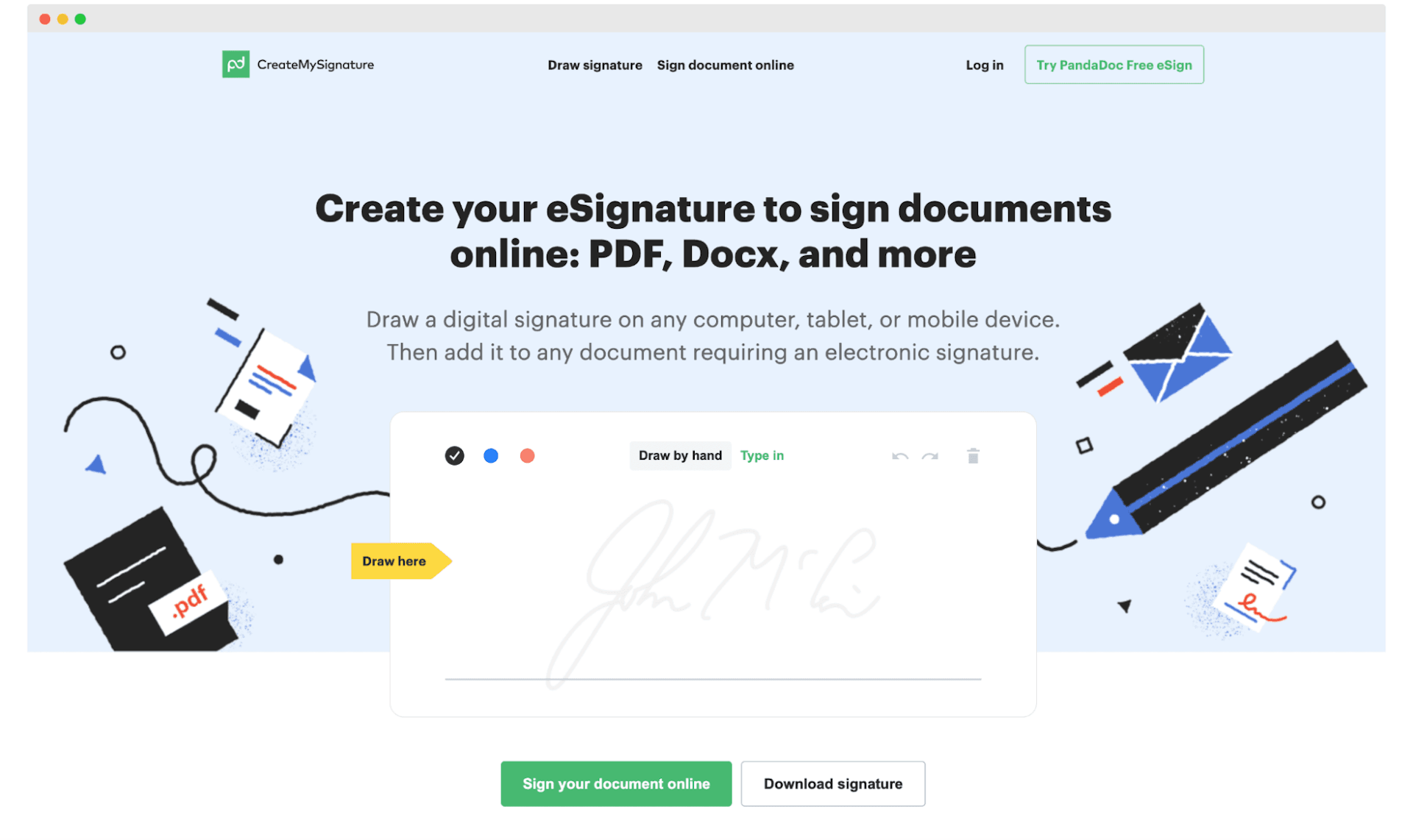 CreateMySignature as a solution to sign documents online.