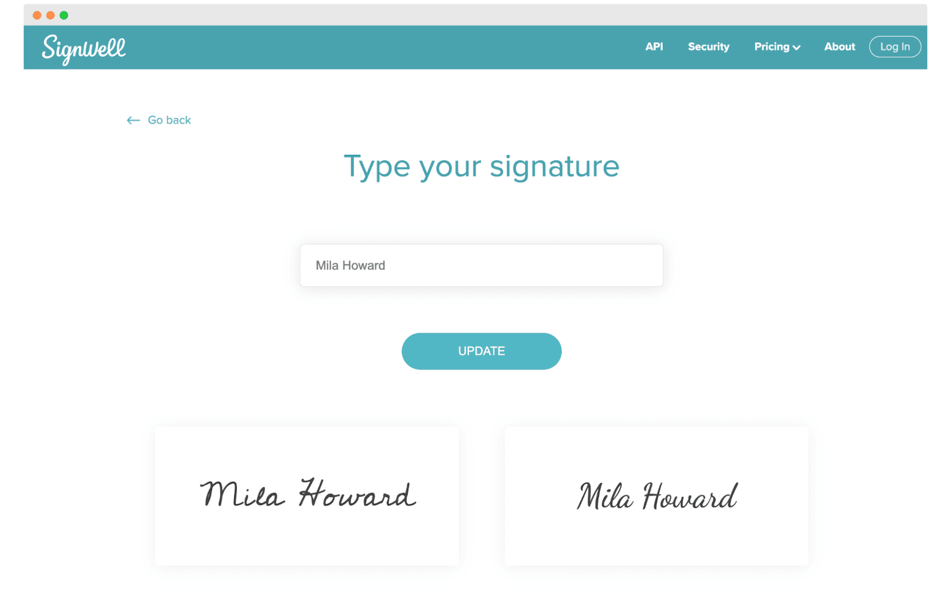 SignWell online signature tool.