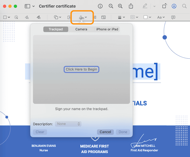 Creating online signatures on Mac.
