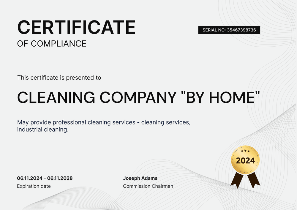 Simplified and professional compliance certificate landscape Simplified and professional compliance certificate landscape