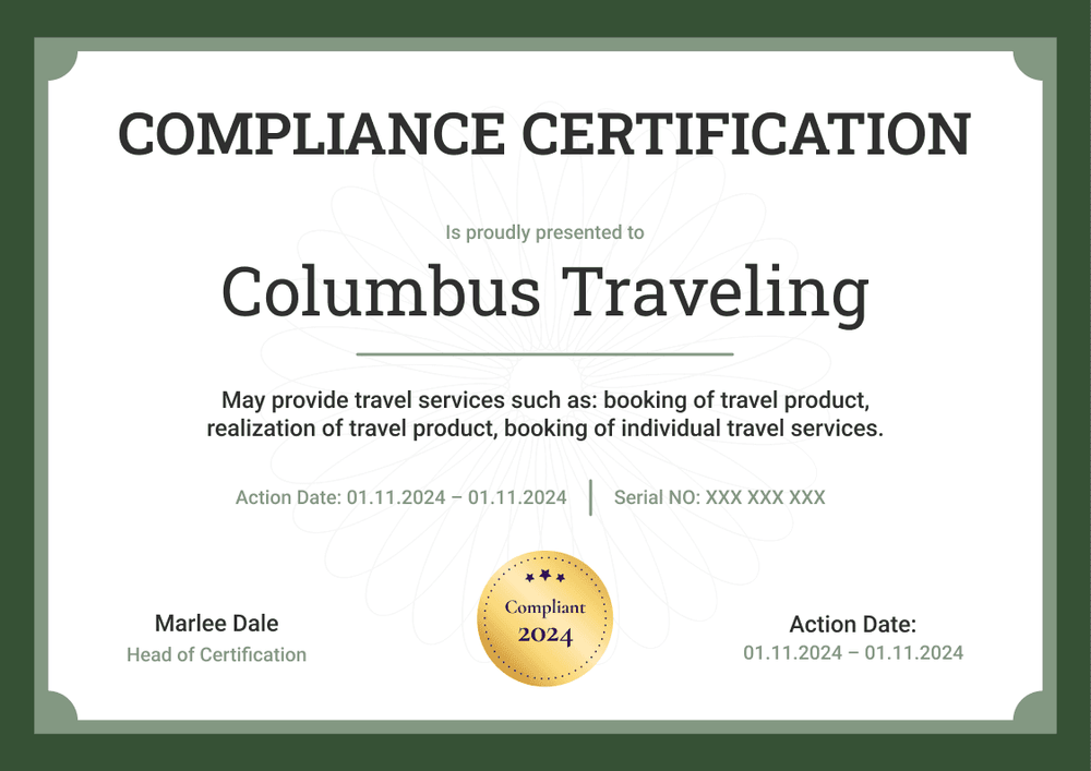 Contemporary and professional compliance certificate template landscape Contemporary and professional compliance certificate template landscape