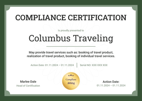 Contemporary and professional compliance certificate template landscape Contemporary and professional compliance certificate template landscape