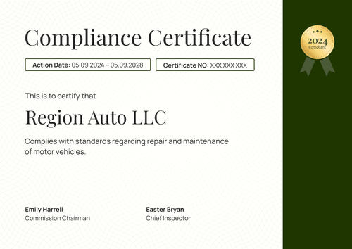 Eco-friendly and professional compliance certificate landscape Eco-friendly and professional compliance certificate landscape
