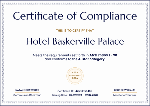 Deluxe and professional compliance certificate template landscape