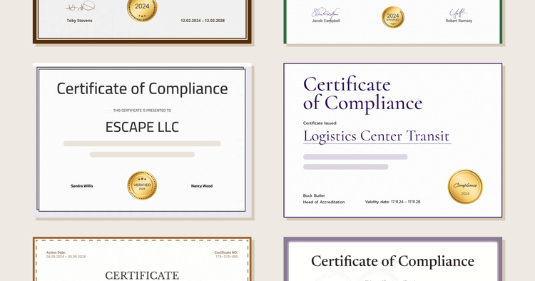 13 Free Compliance Certificate Templates for Figma and MS Word cover image