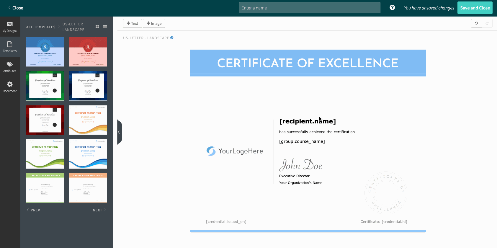 Accredible certificate maker as the one with more customization options than Credly.