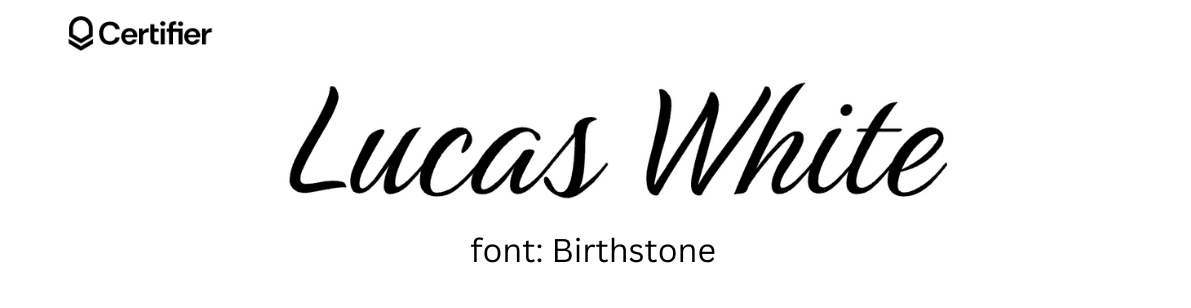 Birthstone font that look like signature.