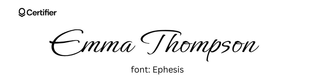 Ephesis font that look like signature.