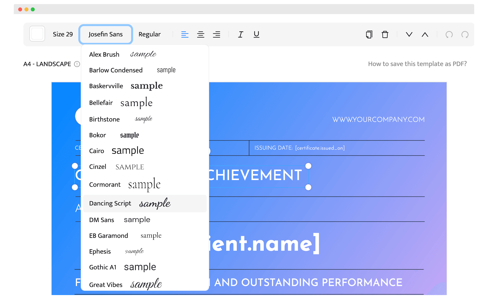 Certifier fonts that look like signature, perfect for certificates.