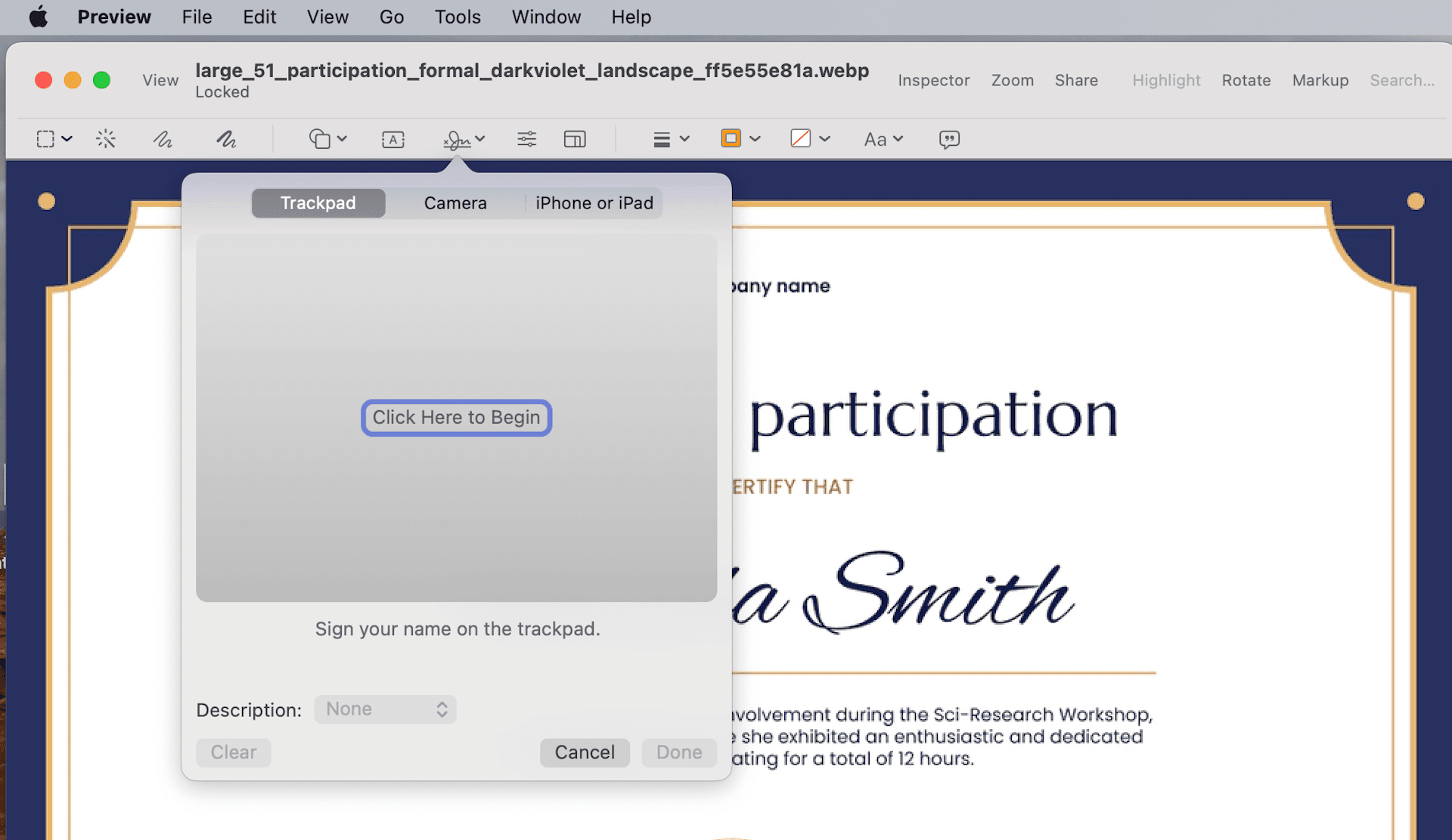 Adding certificate signature on Mac.