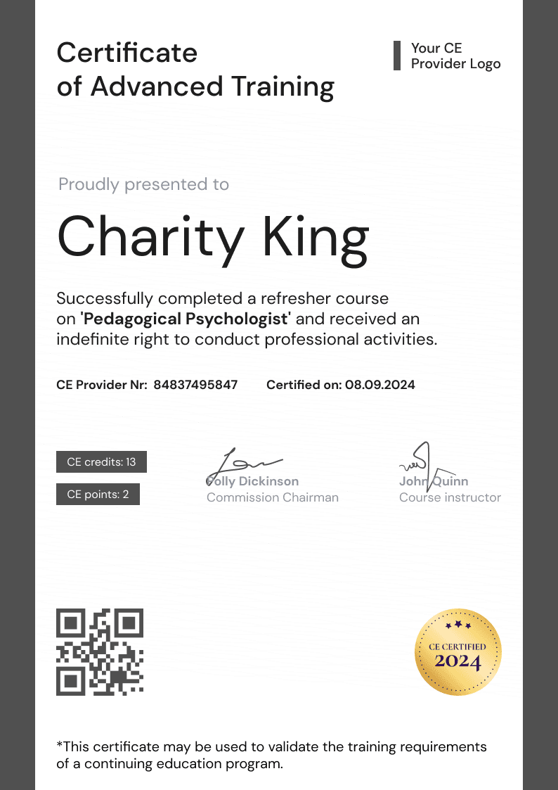 Minimalistic and professional CE certificate template Minimalistic and professional CE certificate template