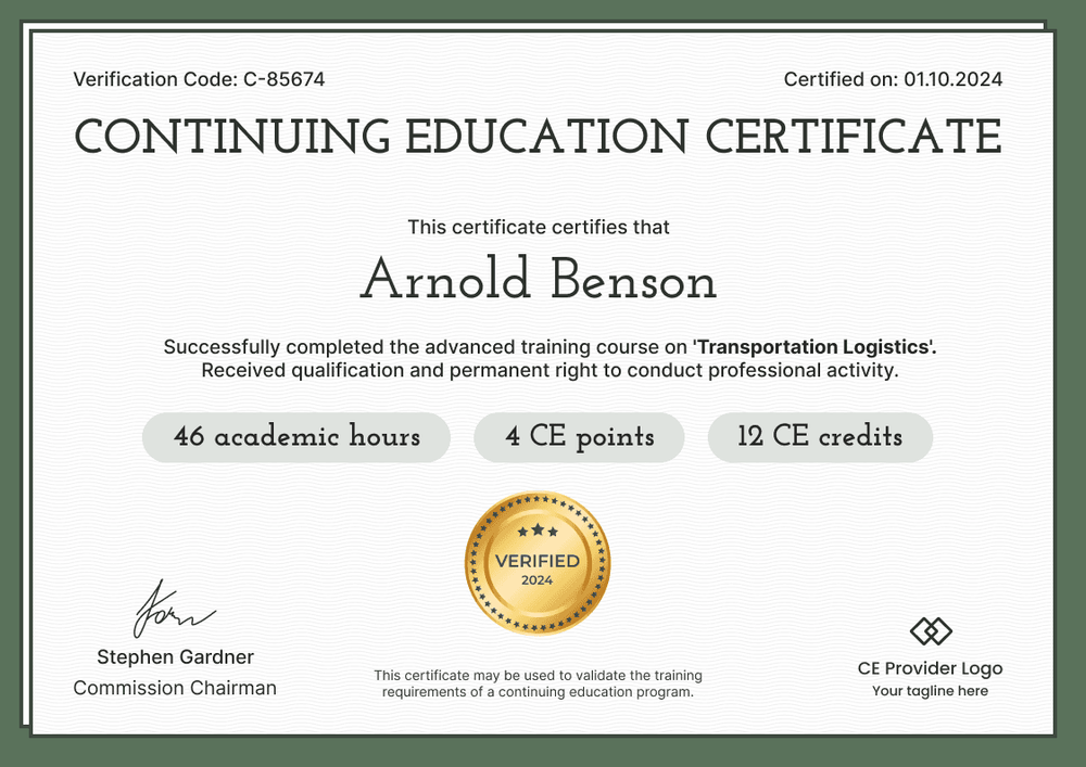 Organized and professional CE certificate template landscape Organized and professional CE certificate template landscape