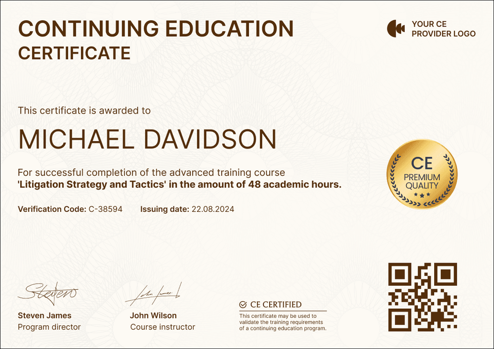 Sleek and professional Continuing Education certificate template landscape Sleek and professional Continuing Education certificate template landscape