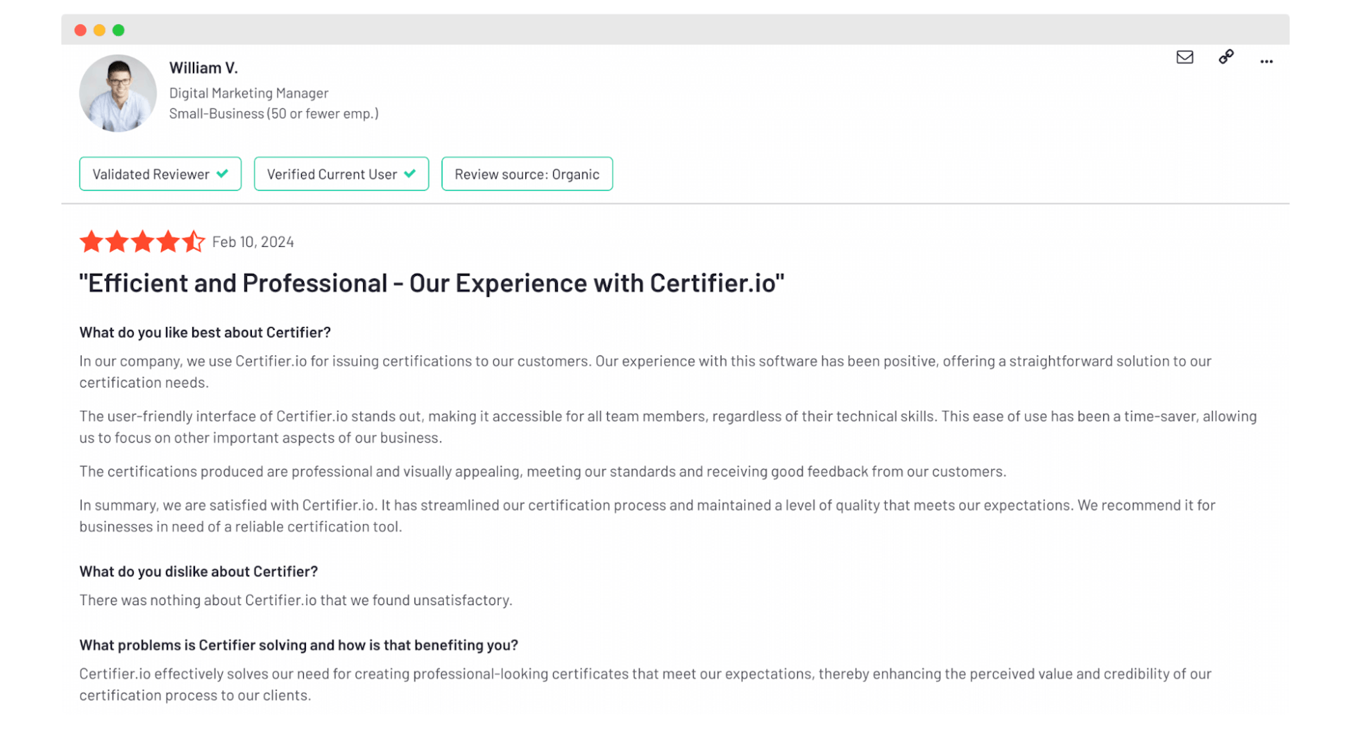 Certifier reviews about creating modern certificates.