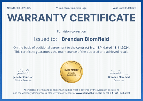 Simple and framed warranty certificate template landscape Simple and framed warranty certificate template landscape